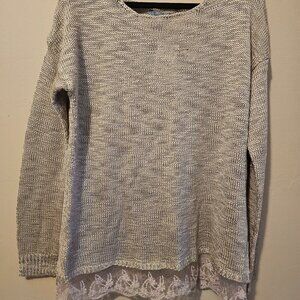 Olivia & Sky tan lightweight sweater with lace-Women's Size Large-NWT